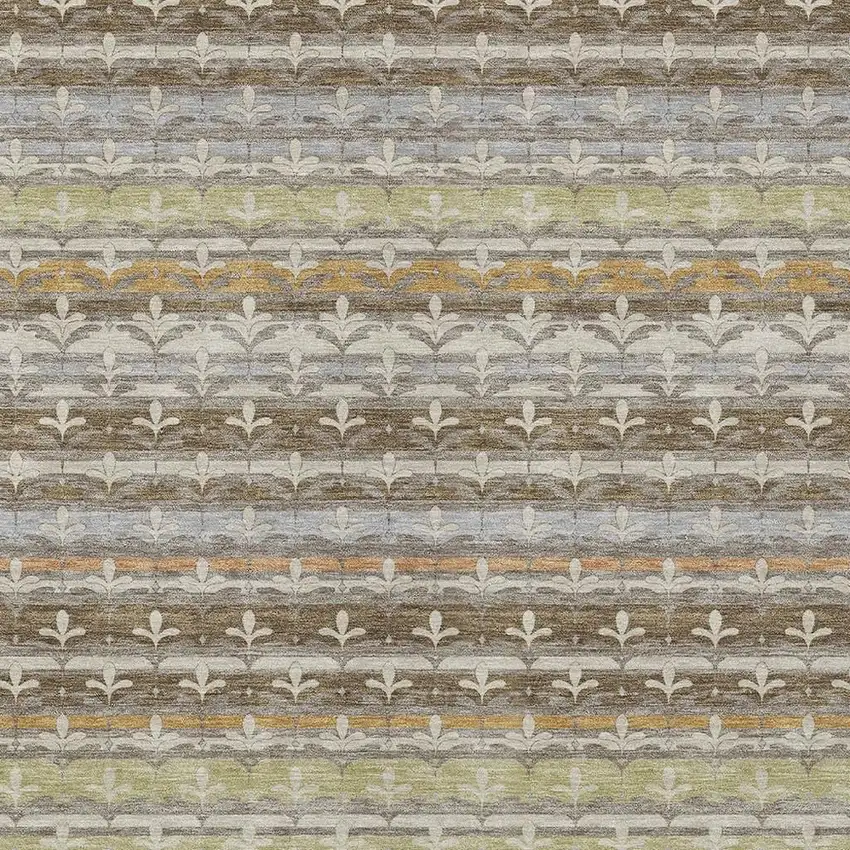 Chocolate And Beige Damask Washable Indoor Outdoor Area Rug Photo 2