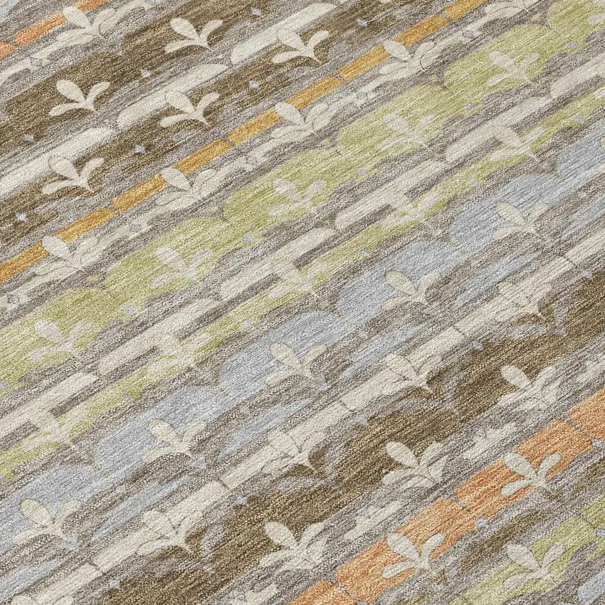 Chocolate And Beige Damask Washable Indoor Outdoor Area Rug Photo 9