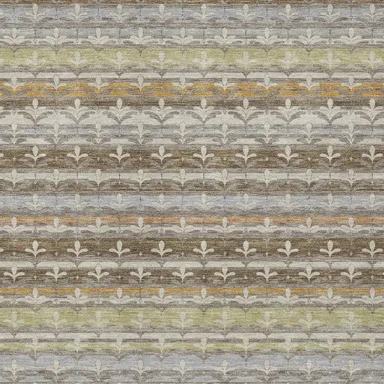 Chocolate And Beige Damask Washable Indoor Outdoor Area Rug Photo 2