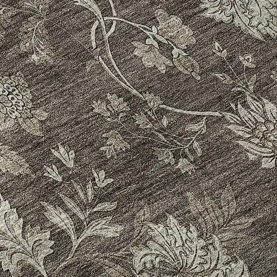 Chocolate And Beige Floral Washable Area Rug With UV Protection Photo 9
