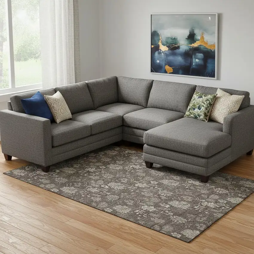 Chocolate And Beige Floral Washable Area Rug With UV Protection Photo 1