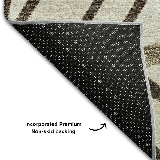 Chocolate And Beige Floral Washable Area Rug With UV Protection Photo 7