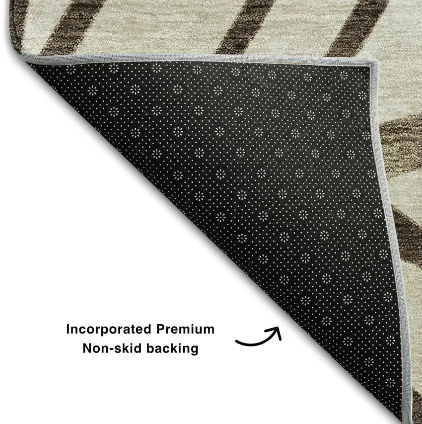 Chocolate And Beige Floral Washable Area Rug With UV Protection Photo 7