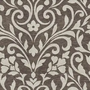 Photo of Chocolate And Beige Floral Washable Area Rug With UV Protection
