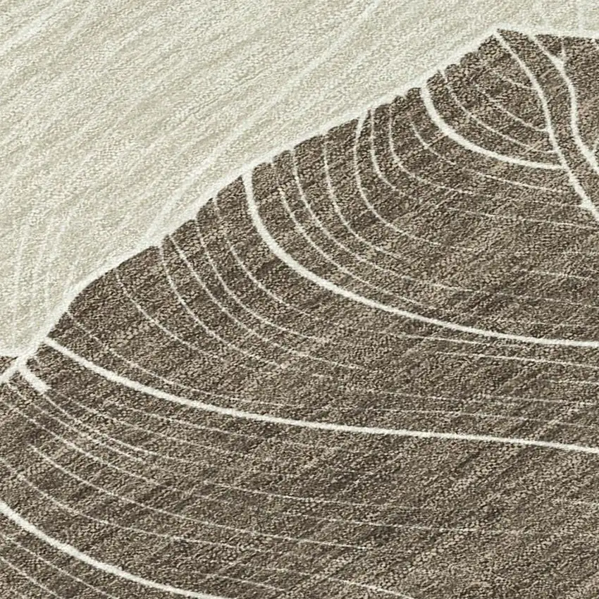 Chocolate And Beige Floral Washable Indoor Outdoor Area Rug Photo 1