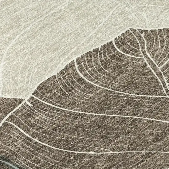 Chocolate And Beige Floral Washable Indoor Outdoor Area Rug Photo 2