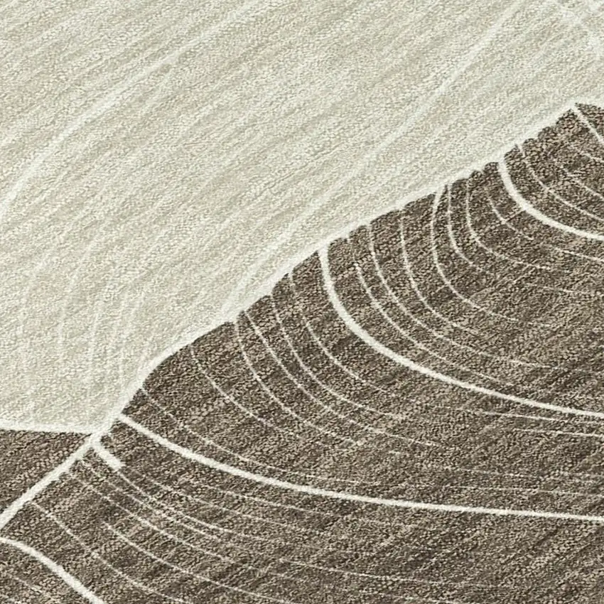 Chocolate And Beige Floral Washable Indoor Outdoor Area Rug Photo 1