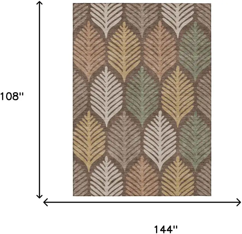 Chocolate And Beige Floral Washable Indoor Outdoor Area Rug Photo 7