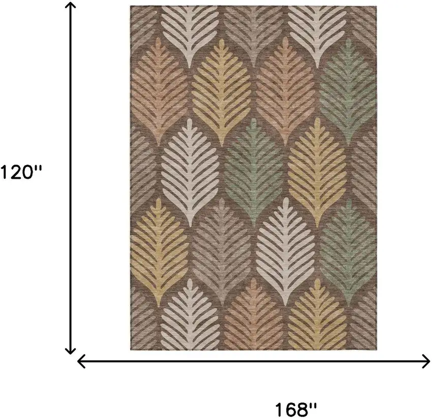 Chocolate And Beige Floral Washable Indoor Outdoor Area Rug Photo 7
