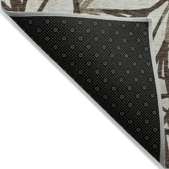 Chocolate And Beige Floral Washable Indoor Outdoor Area Rug Photo 3