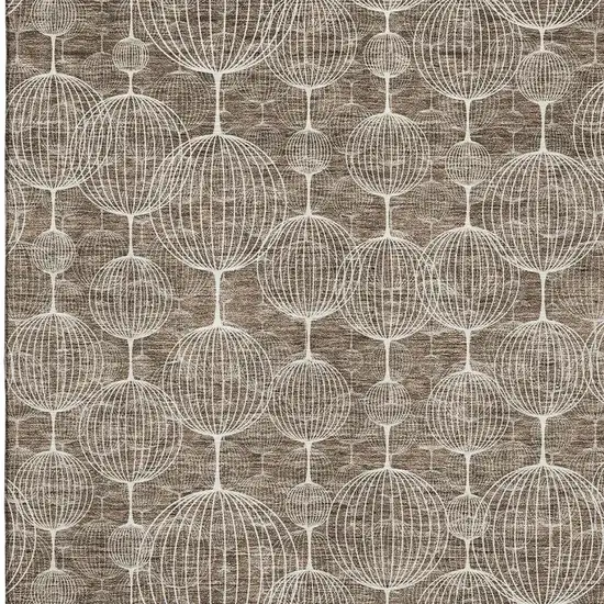 Chocolate And Beige Geometric Washable Area Rug With UV Protection Photo 3