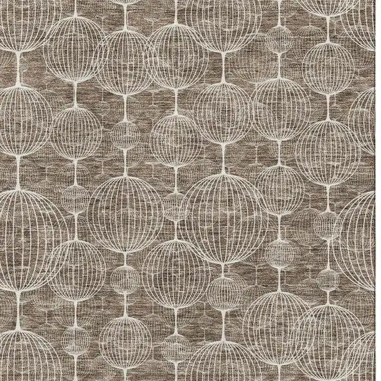 Chocolate And Beige Geometric Washable Area Rug With UV Protection Photo 3