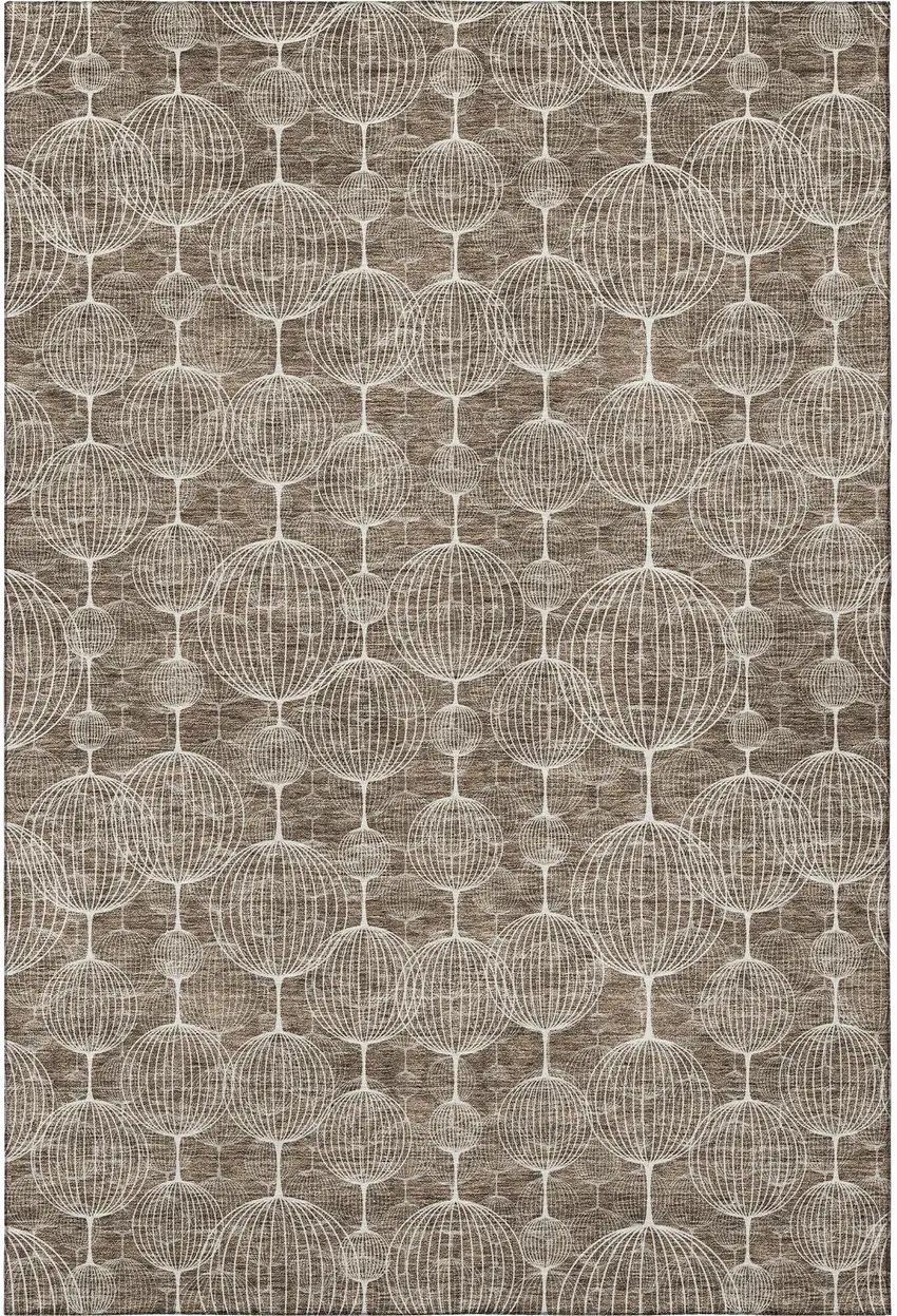 Chocolate And Beige Geometric Washable Area Rug With UV Protection Photo 4