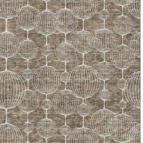 Chocolate And Beige Geometric Washable Area Rug With UV Protection Photo 3