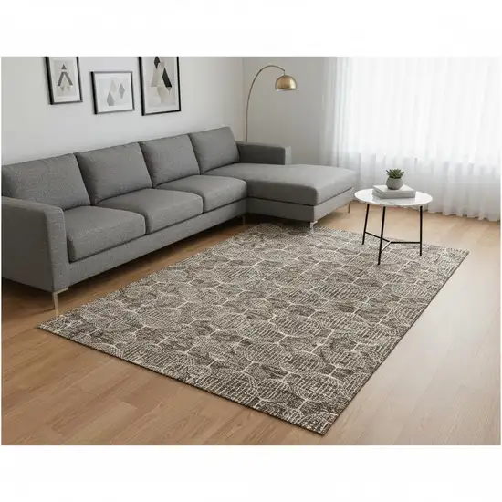 Chocolate And Beige Geometric Washable Area Rug With UV Protection Photo 2