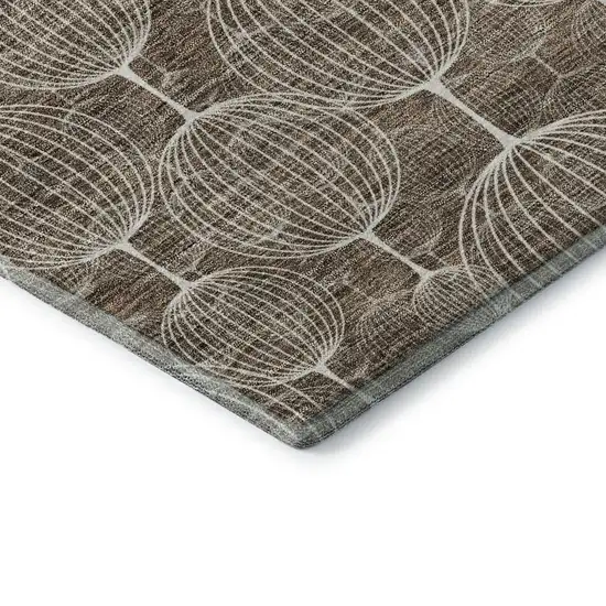Chocolate And Beige Geometric Washable Area Rug With UV Protection Photo 7