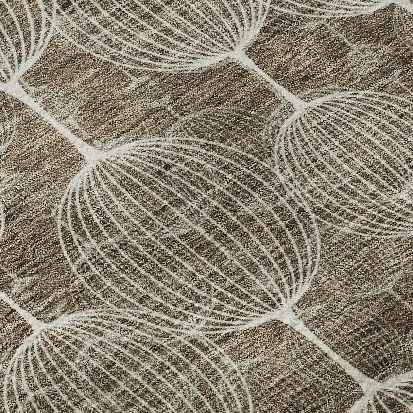 Chocolate And Beige Geometric Washable Area Rug With UV Protection Photo 9