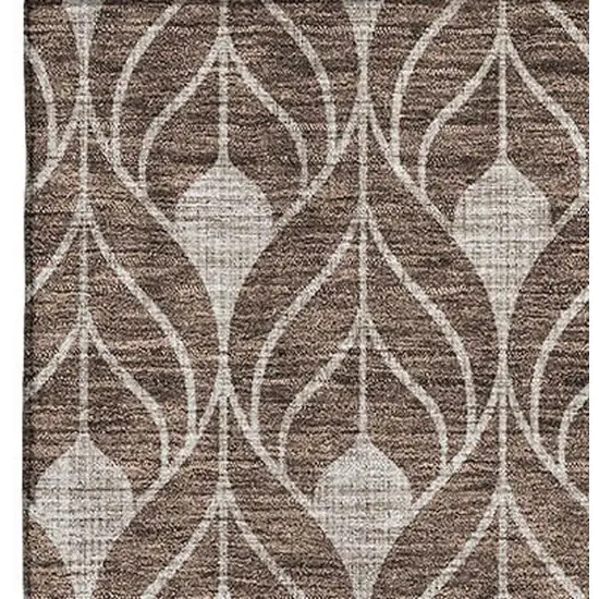 Chocolate And Beige Geometric Washable Area Rug With UV Protection Photo 3