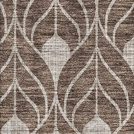Chocolate And Beige Geometric Washable Area Rug With UV Protection Photo 2