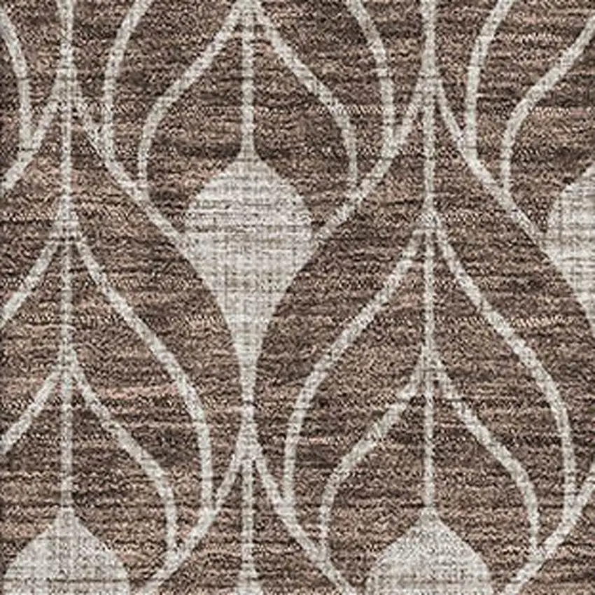 Chocolate And Beige Geometric Washable Area Rug With UV Protection Photo 2