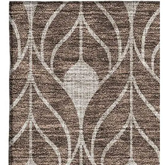 Chocolate And Beige Geometric Washable Area Rug With UV Protection Photo 2