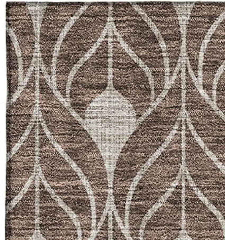Chocolate And Beige Geometric Washable Area Rug With UV Protection Photo 2