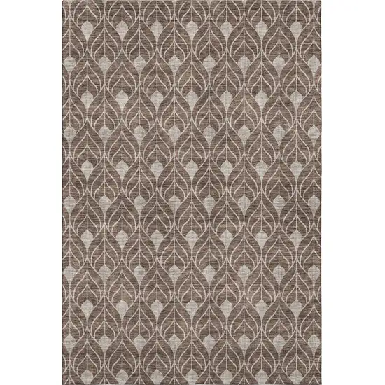 Chocolate And Beige Geometric Washable Area Rug With UV Protection Photo 3
