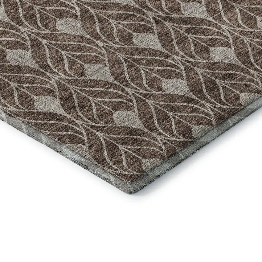 Chocolate And Beige Geometric Washable Area Rug With UV Protection Photo 6