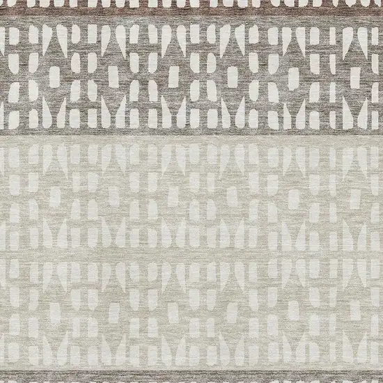 Chocolate And Beige Geometric Washable Area Rug With UV Protection Photo 2
