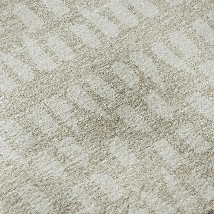 Chocolate And Beige Geometric Washable Area Rug With UV Protection Photo 9