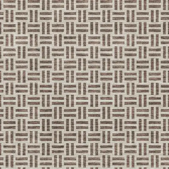 Chocolate And Beige Geometric Washable Area Rug With UV Protection Photo 2