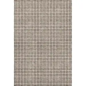Photo of Chocolate And Beige Geometric Washable Area Rug With UV Protection