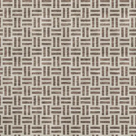 Chocolate And Beige Geometric Washable Area Rug With UV Protection Photo 2