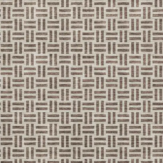 Chocolate And Beige Geometric Washable Area Rug With UV Protection Photo 2