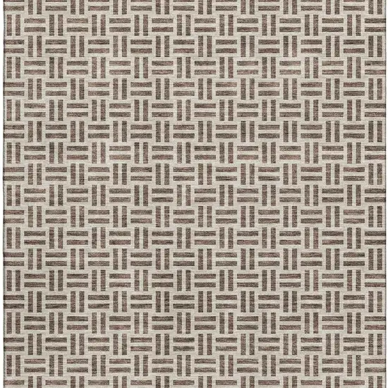 Chocolate And Beige Geometric Washable Area Rug With UV Protection Photo 4