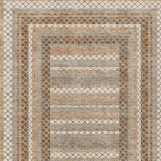 Chocolate And Beige Geometric Washable Indoor Outdoor Area Rug Photo 6
