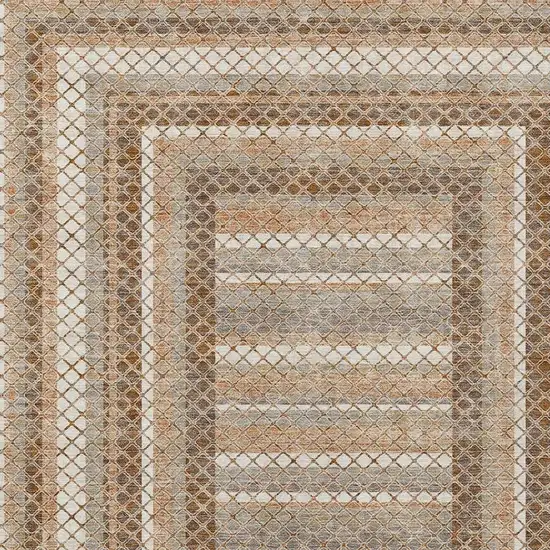 Chocolate And Beige Geometric Washable Indoor Outdoor Area Rug Photo 3