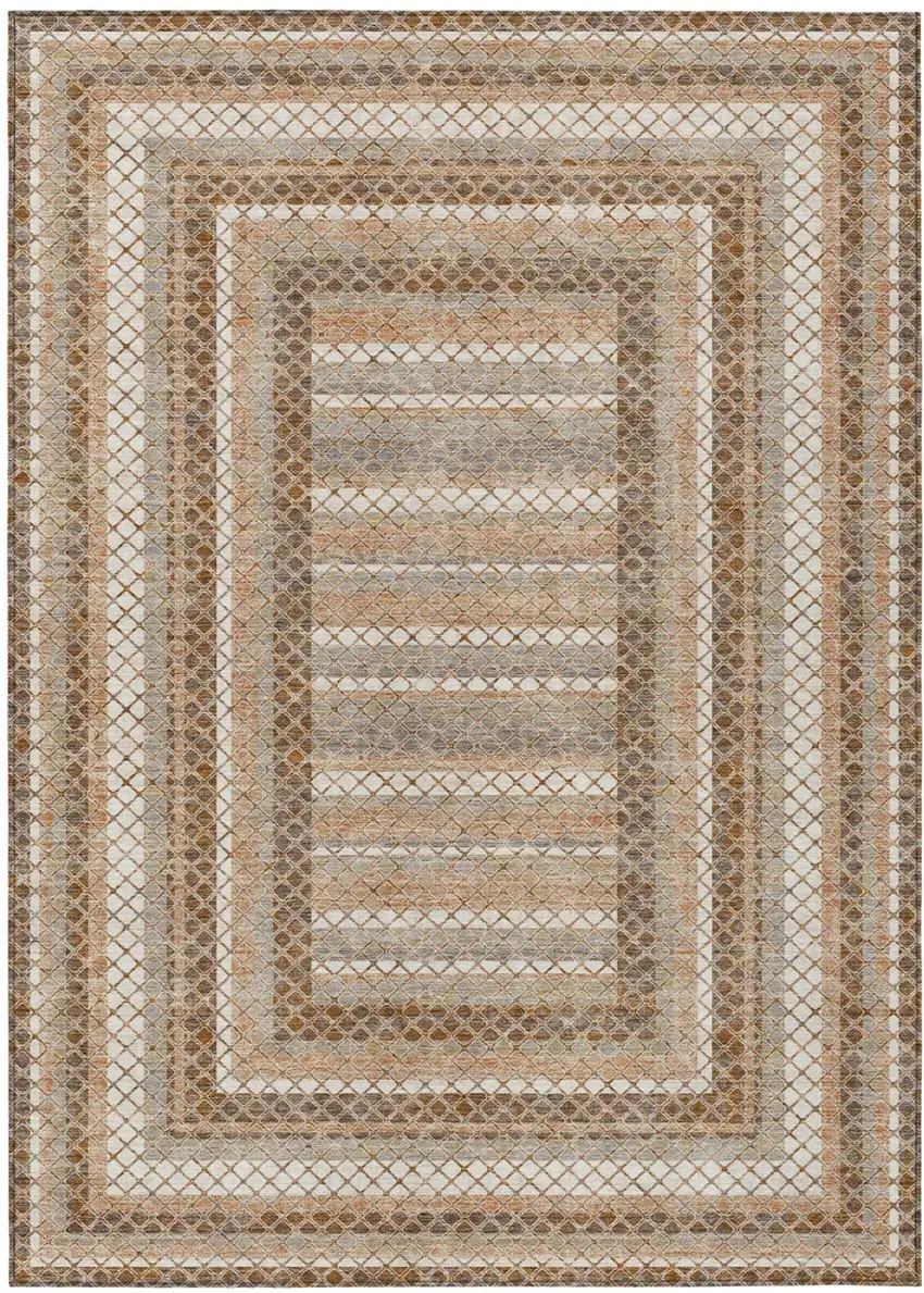 Chocolate And Beige Geometric Washable Indoor Outdoor Area Rug Photo 2