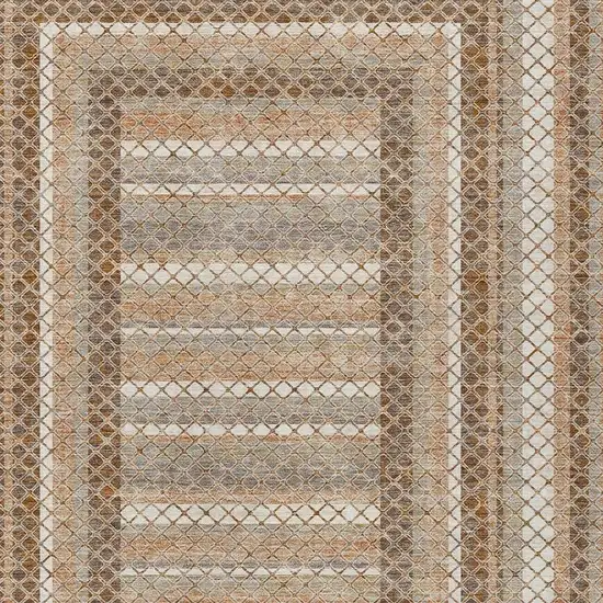 Chocolate And Beige Geometric Washable Indoor Outdoor Area Rug Photo 6