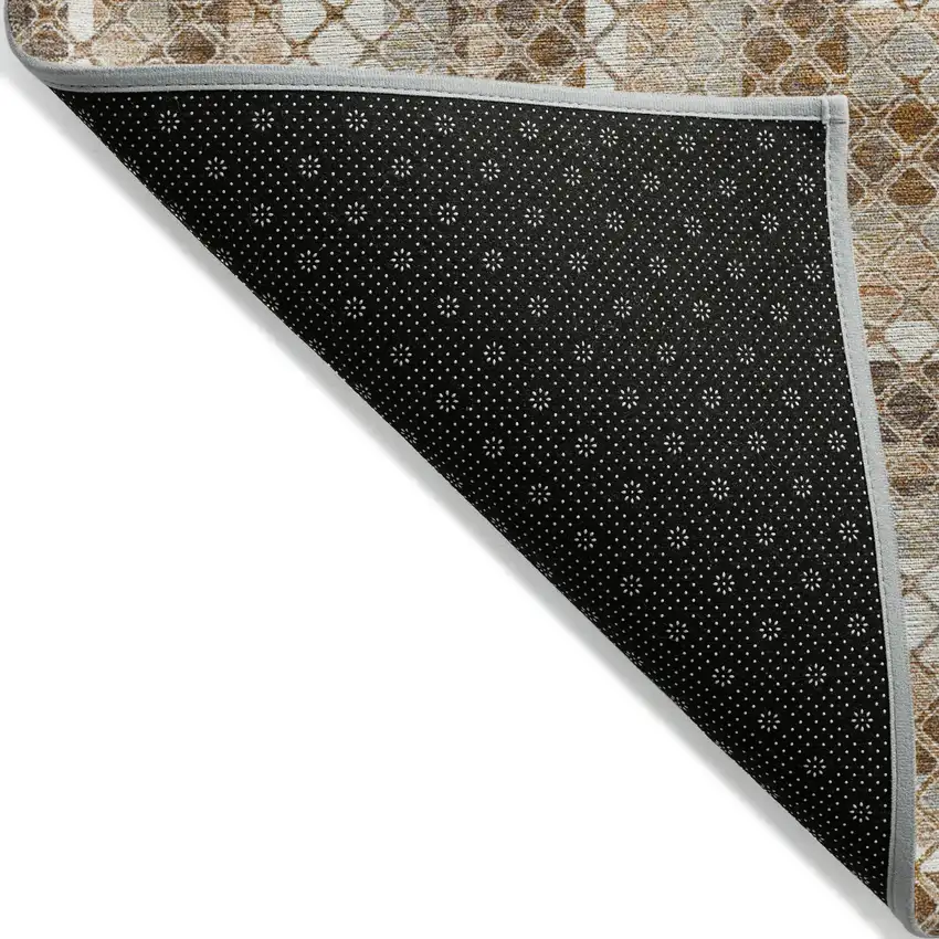 Chocolate And Beige Geometric Washable Indoor Outdoor Area Rug Photo 7