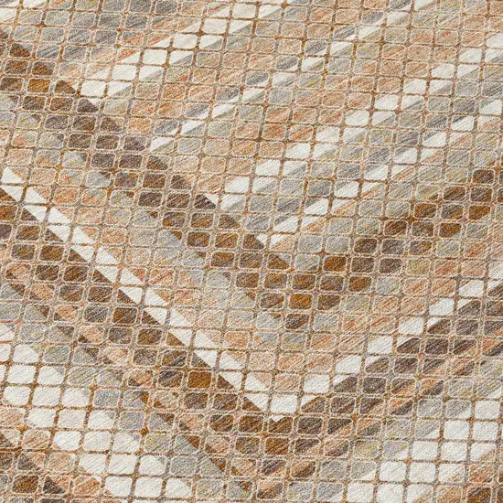 Chocolate And Beige Geometric Washable Indoor Outdoor Area Rug Photo 8