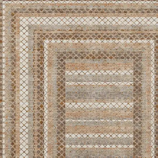 Chocolate And Beige Geometric Washable Indoor Outdoor Area Rug Photo 4