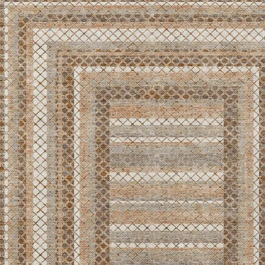 Chocolate And Beige Geometric Washable Indoor Outdoor Area Rug Photo 4