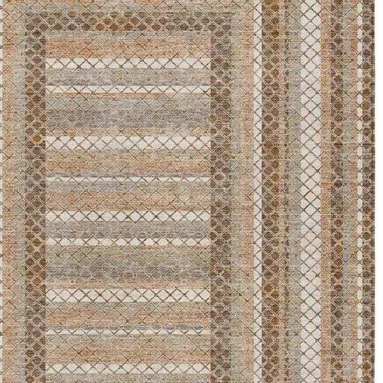 Chocolate And Beige Geometric Washable Indoor Outdoor Area Rug Photo 6