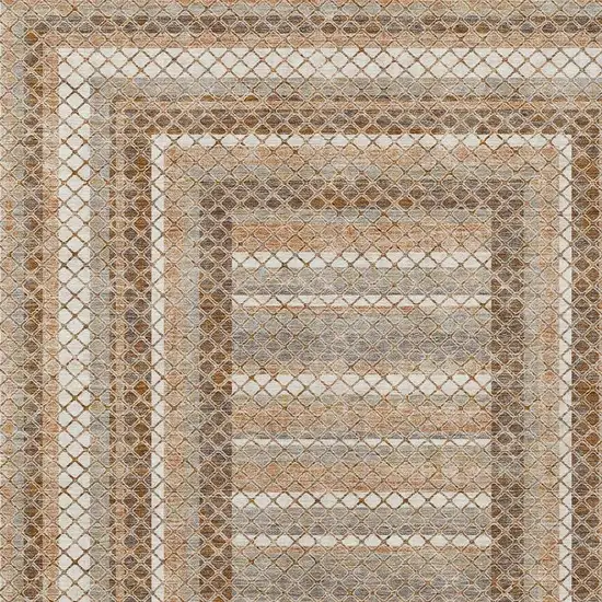 Chocolate And Beige Geometric Washable Indoor Outdoor Area Rug Photo 4