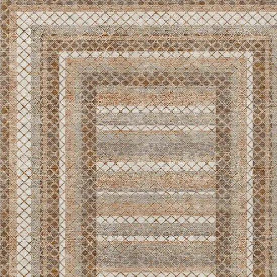Chocolate And Beige Geometric Washable Indoor Outdoor Area Rug Photo 3