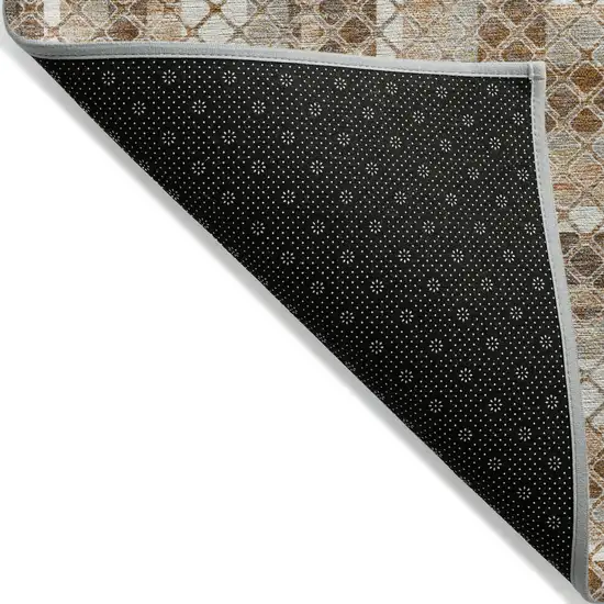 Chocolate And Beige Geometric Washable Indoor Outdoor Area Rug Photo 8