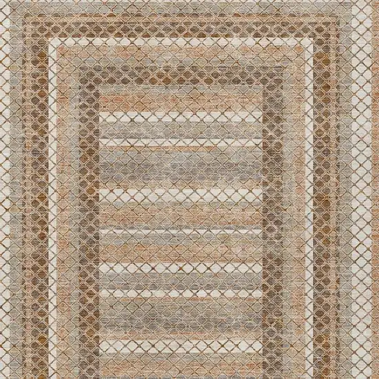 Chocolate And Beige Geometric Washable Indoor Outdoor Area Rug Photo 6