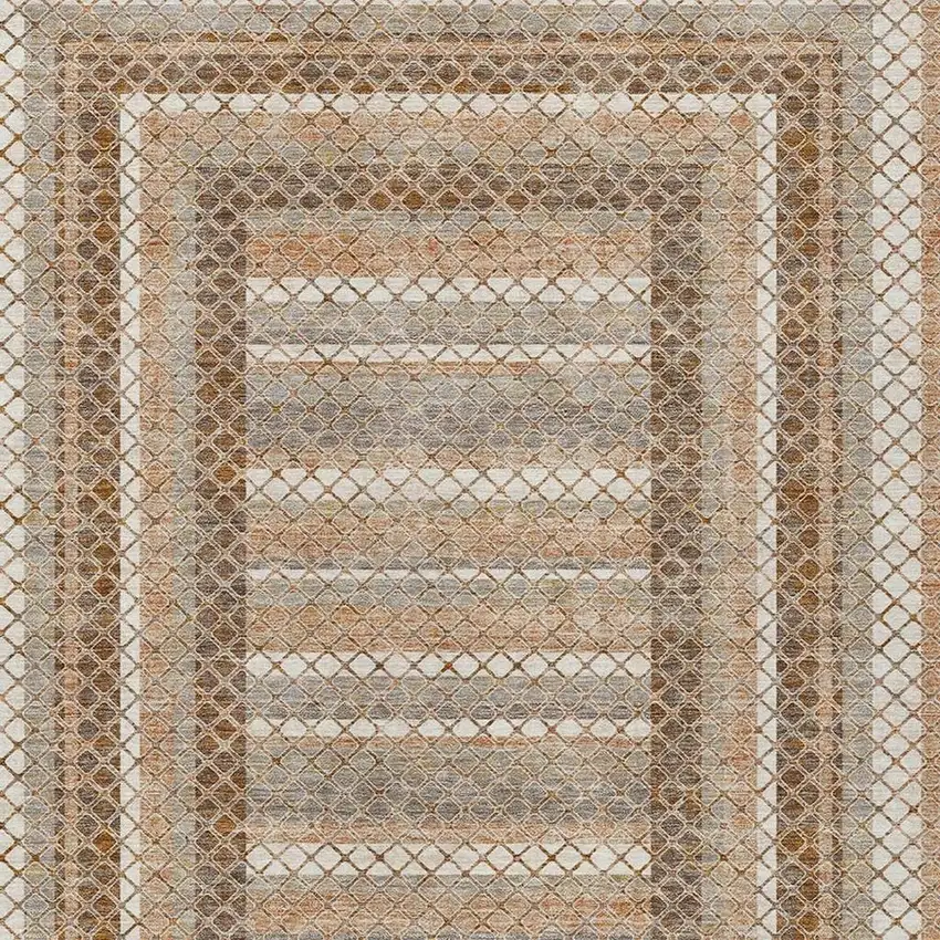 Chocolate And Beige Geometric Washable Indoor Outdoor Area Rug Photo 6