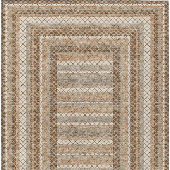 Chocolate And Beige Geometric Washable Indoor Outdoor Area Rug Photo 7
